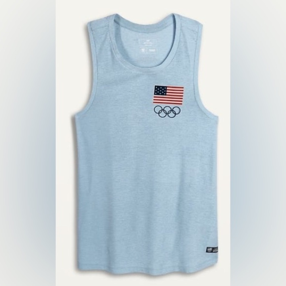 Old Navy Team USA Olympic Light Blue Tank Top with American Flag, Medium